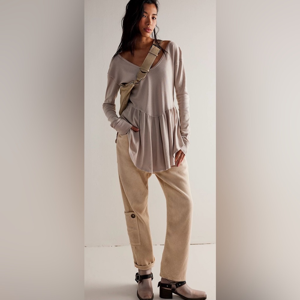 We the Free Care FP Tan Rose Petal Tee Sz M NWT